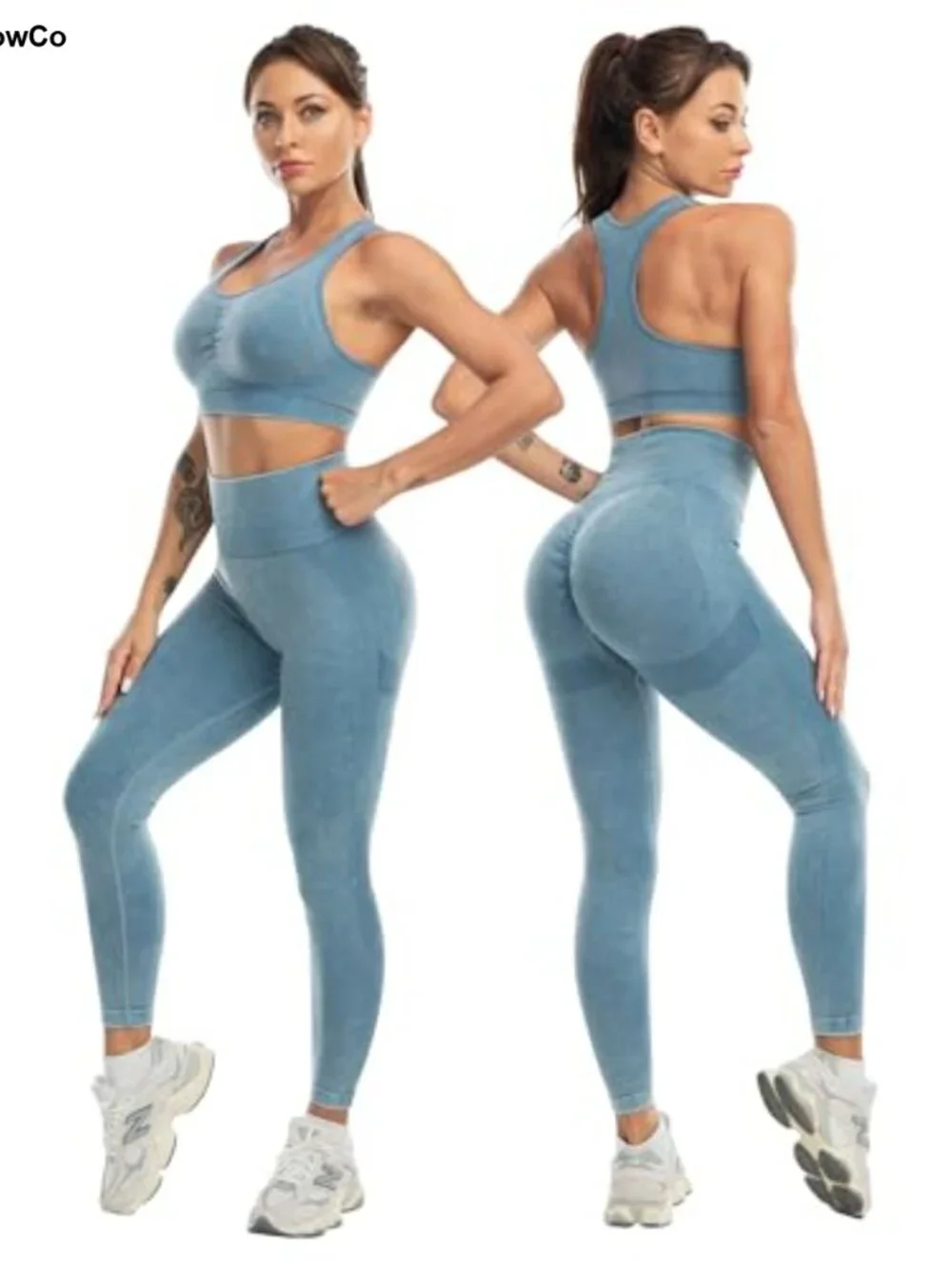 3 Piece Workout Set - Seamless Sports Bra, High Waist Leggings & Shorts - Nylon